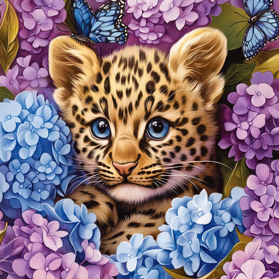 korsstygn, tigerunge bland blommor