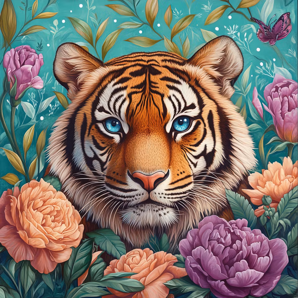 Korsstygn - Tiger 30x30cm