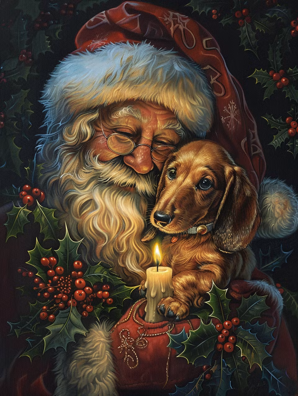 diamond painting, tomte och hund