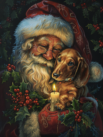 Diamond Painting Akryl - Tomten och hunden 40x50cm