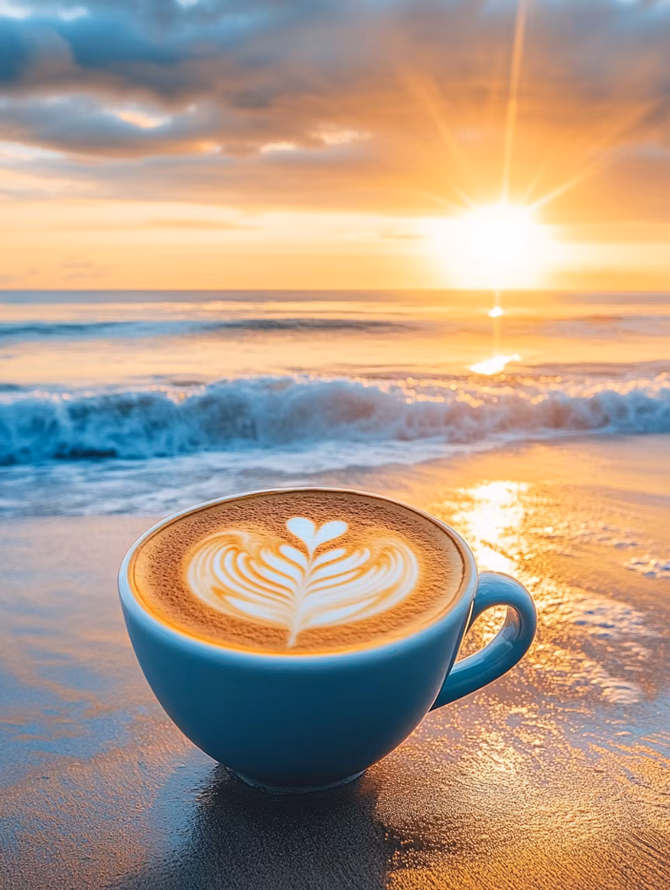 diamond painting, kaffe vid stranden