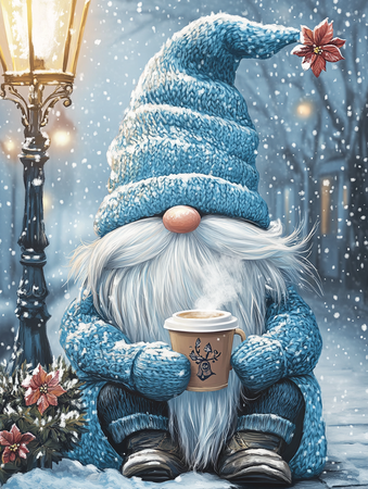 Diamond Painting Akryl - Tomte i blått 40x50cm