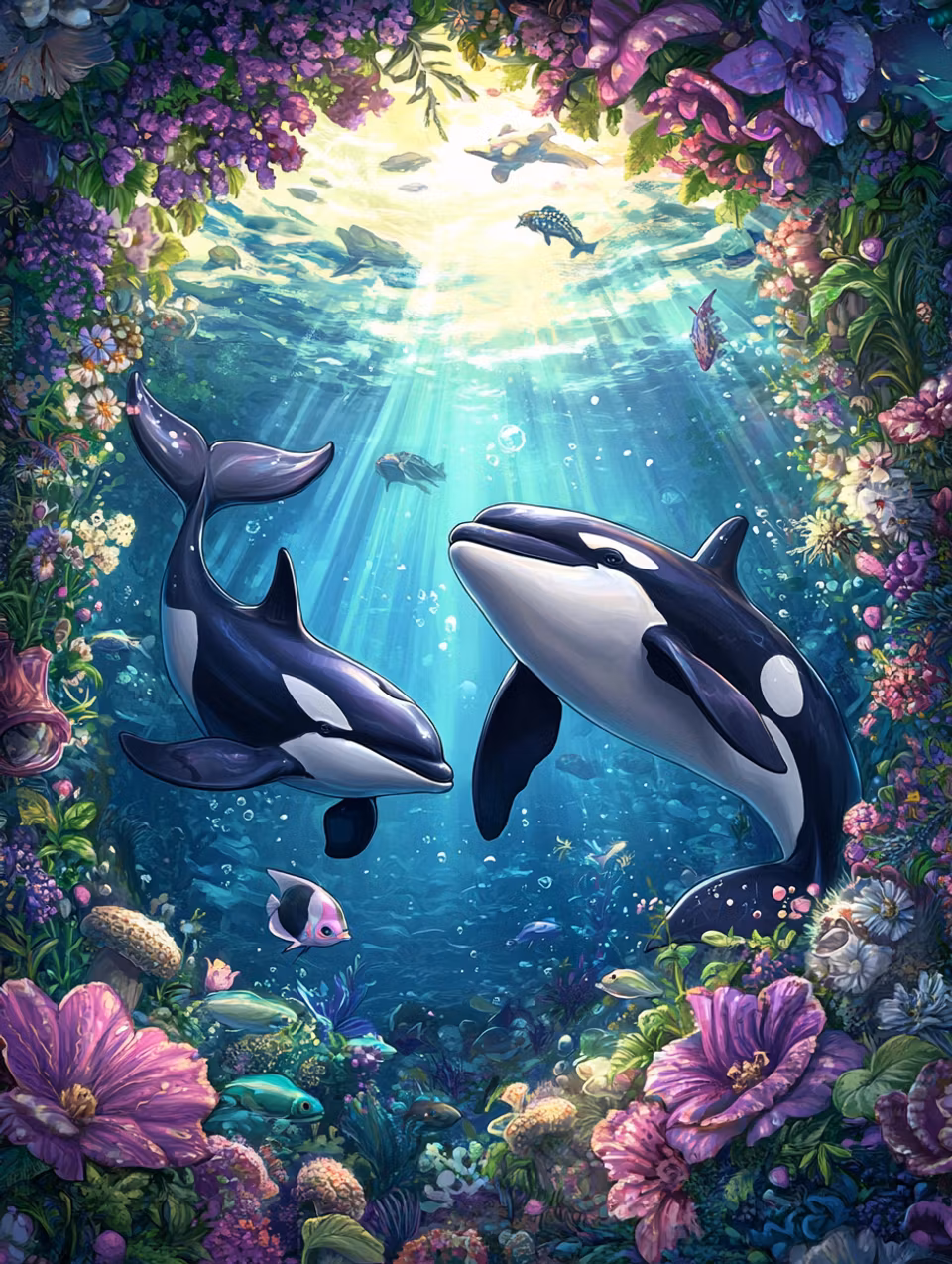 diamond painting resin, späckhuggare i havet, koraller, fiskar och undervattensväxter