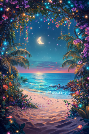 Diamond painting Resin - Tropisk strand 40x60cm