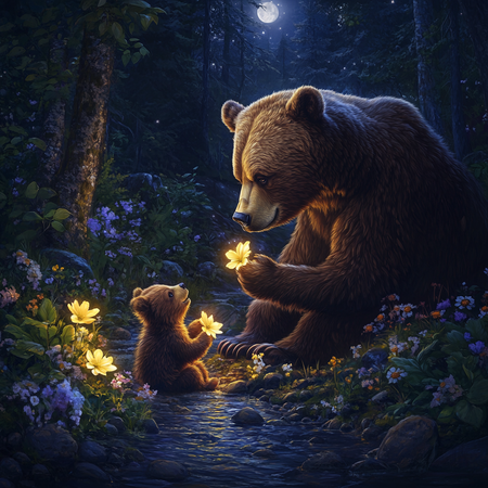 Diamond Painting Akryl - Nattens björnar 20x20cm