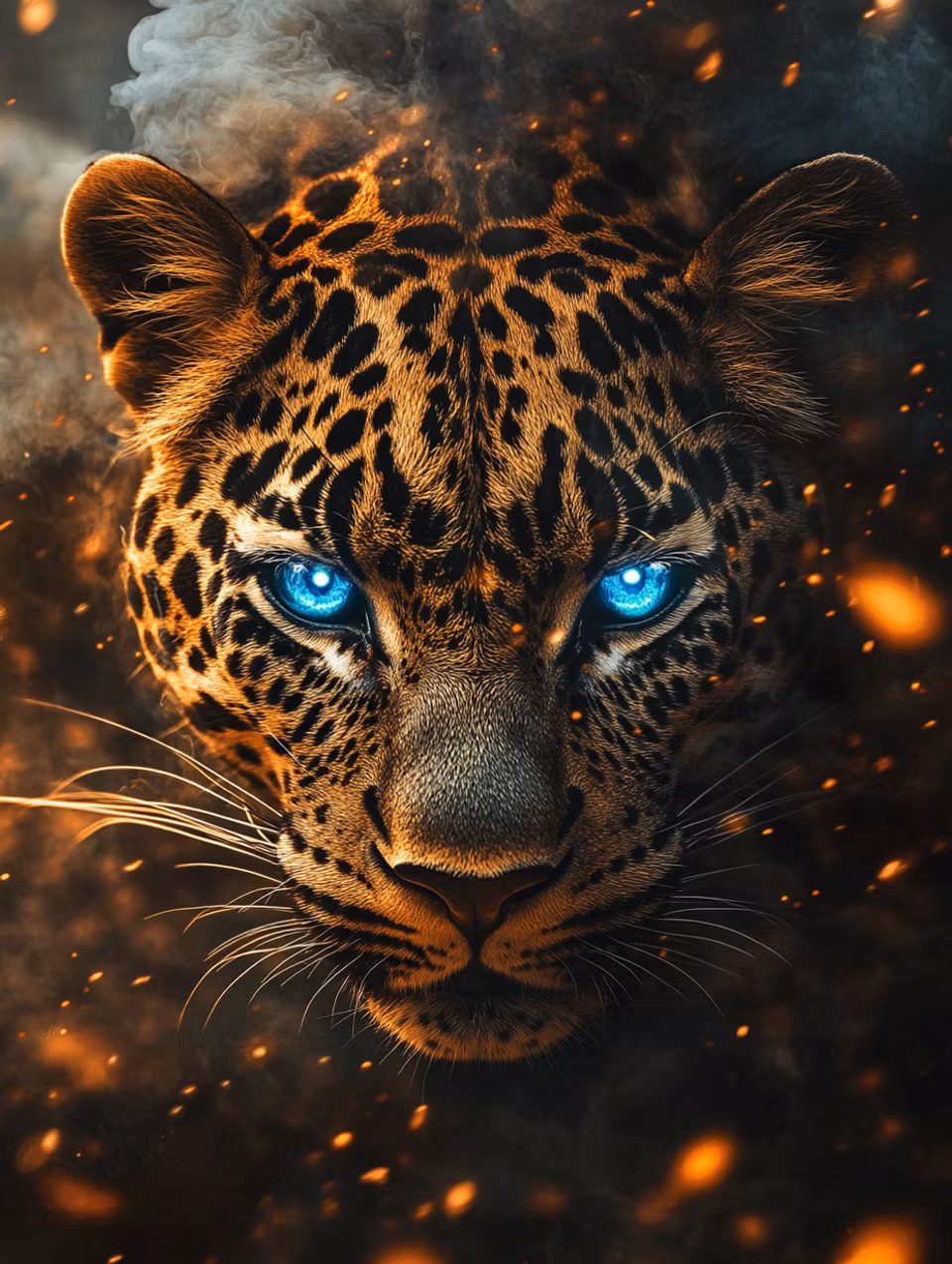 diamanttavla resin, leopard med glödande ögon