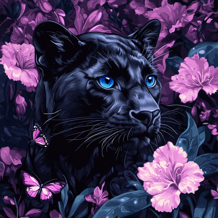 Diamond Painting Akryl - Pantern bland lila blommor 30x30cm