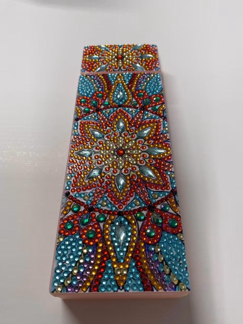 Diamond painting, pennskrin, diy, grön mandala
