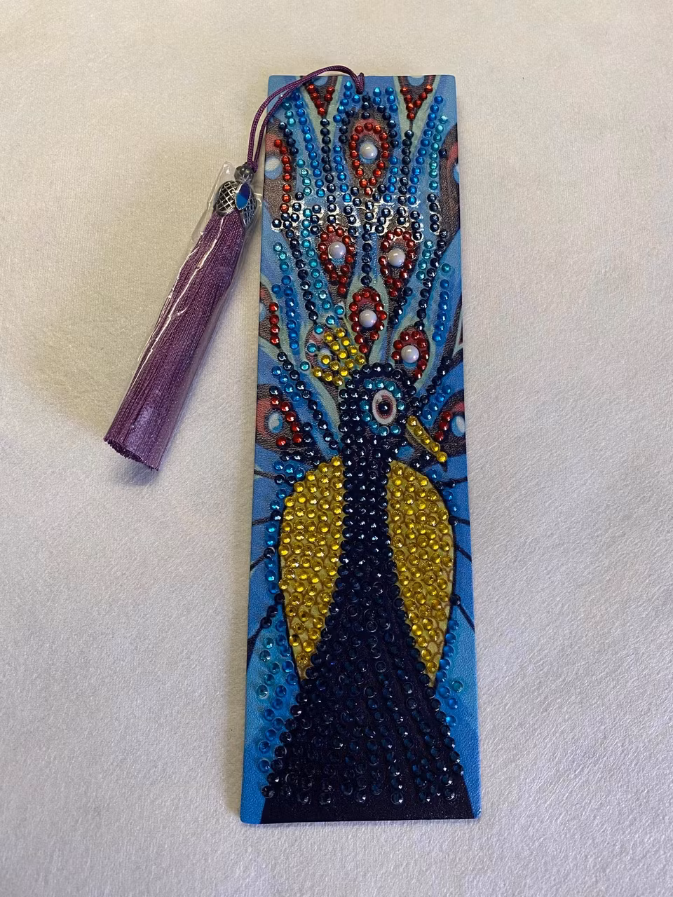 diamond painting bokmärke, diy, påfågel