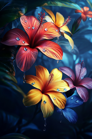 Diamond painting Resin - Tropisk blomprakt 40x60cm