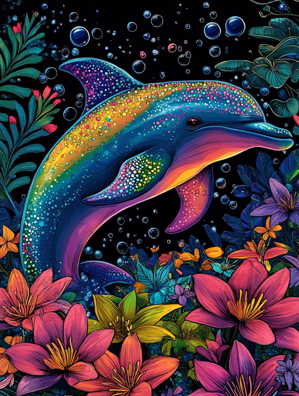 Diamond painting Resin färgsprakande delfin