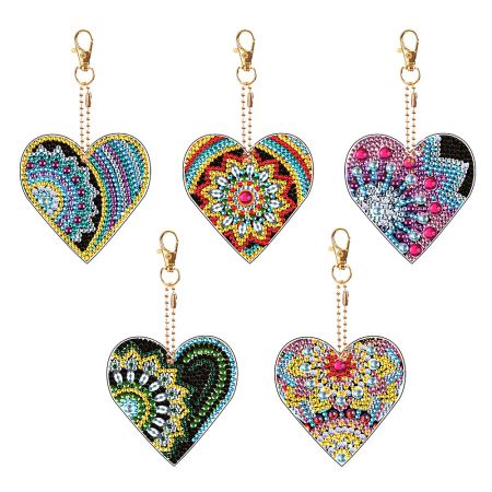 5-pack Diamond Painting Nyckelringar - Hjärtan2