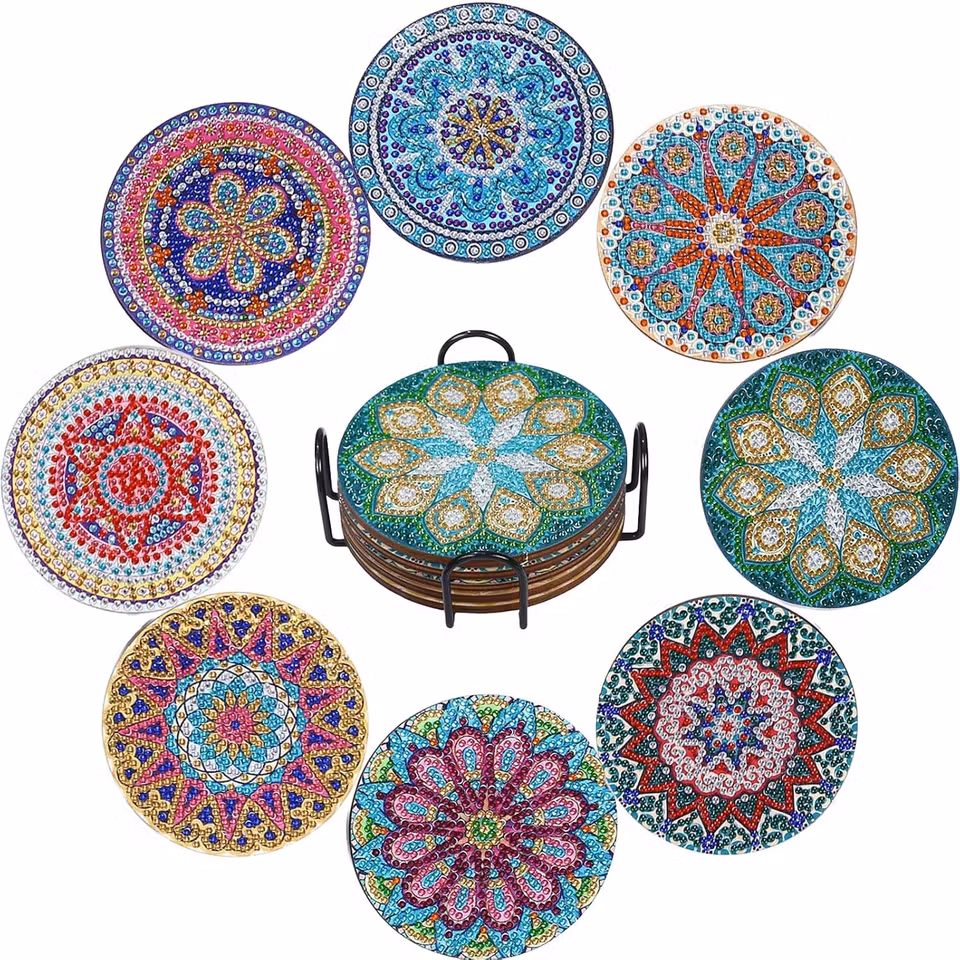 8-pack Diamond Painting Glasunderlägg - Mandala