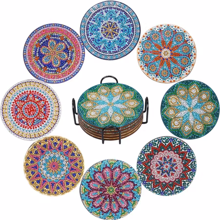 8-pack Diamond Painting Glasunderlägg - Mandala