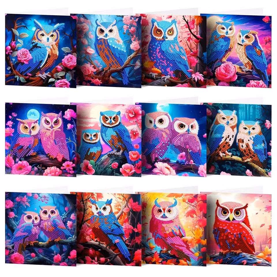 12-pack Gåvokort - Ugglor