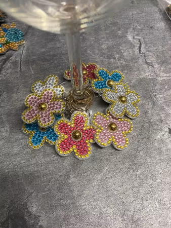 Diamond Painting Vinglasmarkörer - Färgade blommor