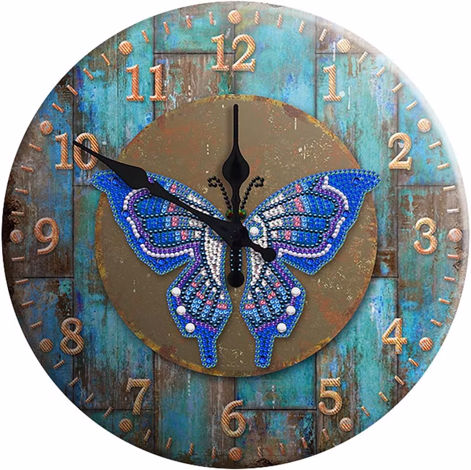Diamond Painting Klocka - Fjäril