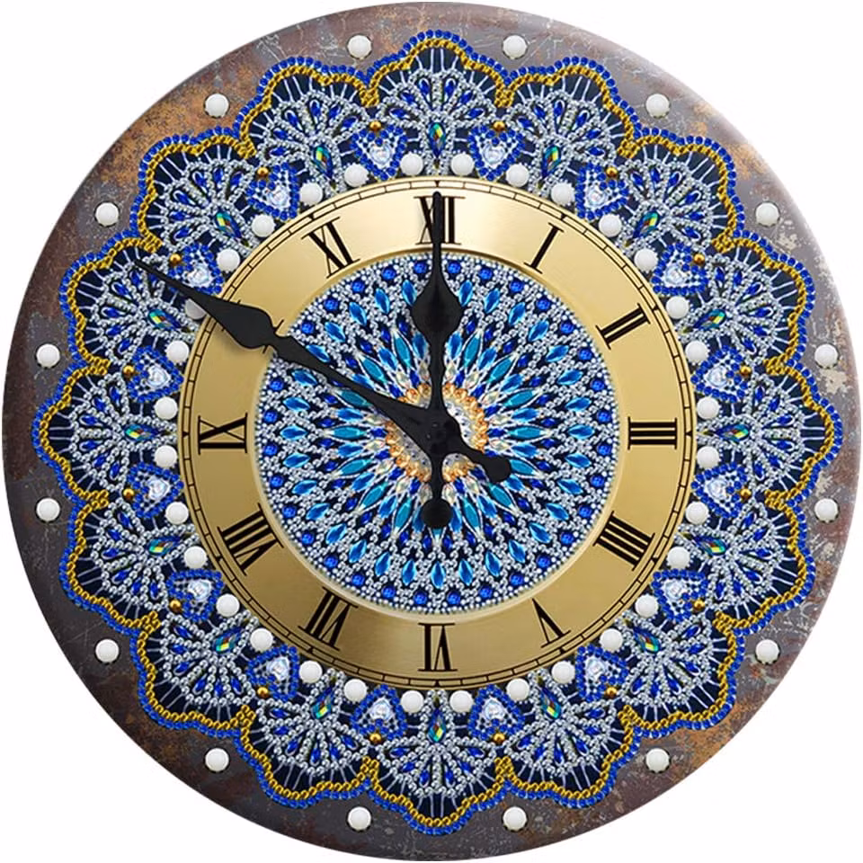 Diamond Painting Klocka - Mandala mönster Blå