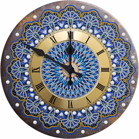 Diamond Painting Klocka - Mandala mönster Blå