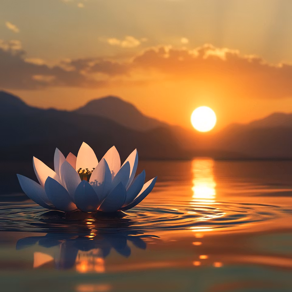 Diamond painting Resin - Lotus i eldskymning 50x50cm