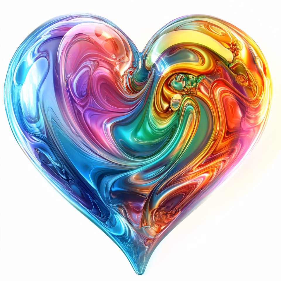 Diamond painting Resin - Kristallhjärta i färgström 50x50cm