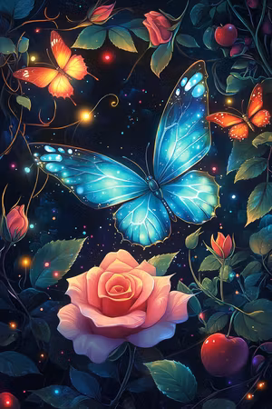 Diamond Painting - Rosfjärilarnas natt (Beställningsvara)