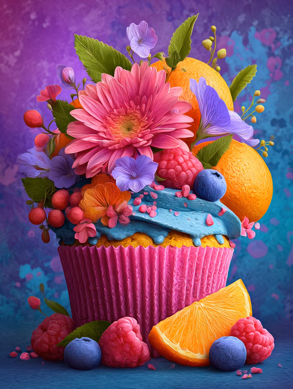 diamond painting akryl, fruktig cupcake