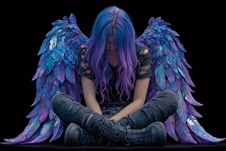 Diamond Painting - Fallen ängel i mörkret (Beställningsvara)