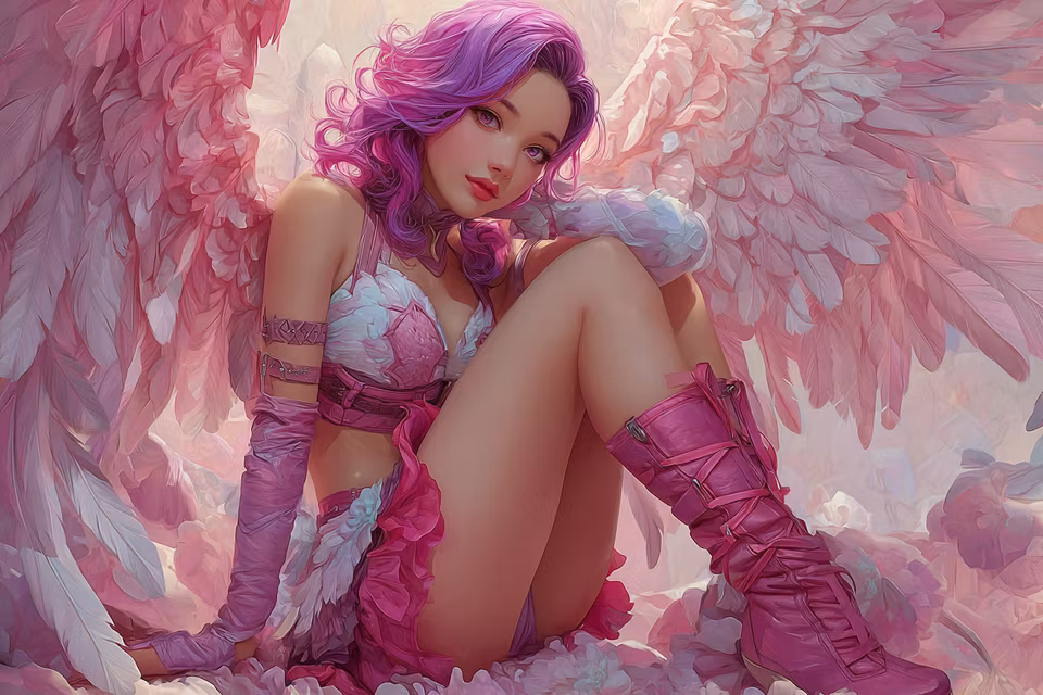 Diamond Painting - Ängel med lila hår (Beställningsvara)