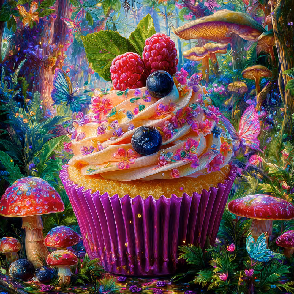 Diamond Painting - Sagocupcake i blomsterlandet (Beställningsvara)