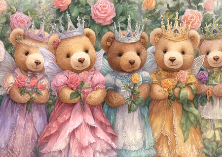 Diamond Painting - Prinsessbjörnar i rosornas trädgård (Beställningsvara)