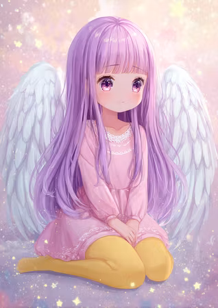 Diamond Painting - Söt animeängel i rosa klänning (Beställningsvara)
