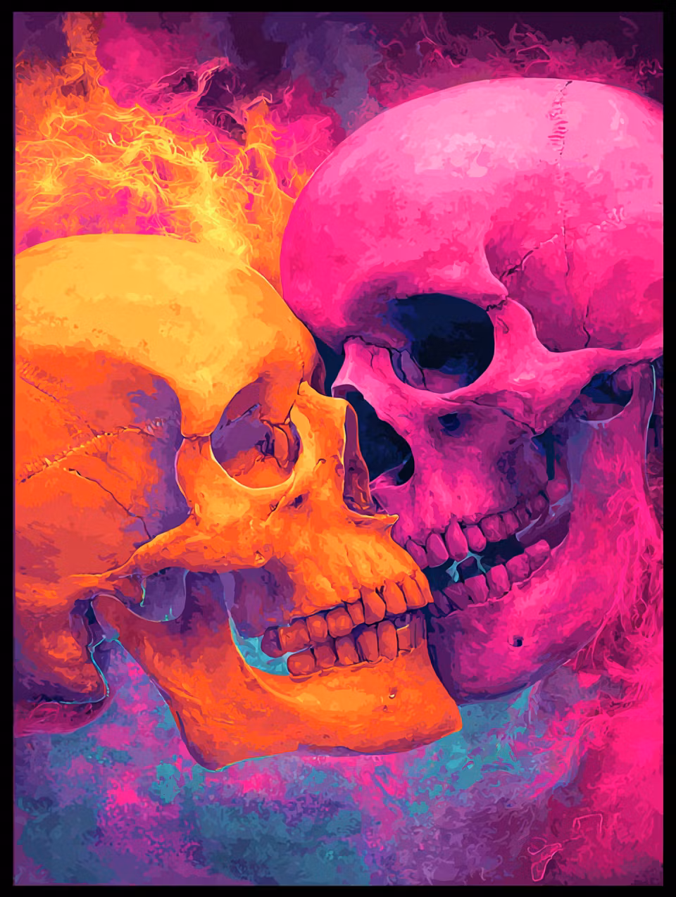 Diamond Painting - Kärlekens lågor i neonfärger (Beställningsvara)