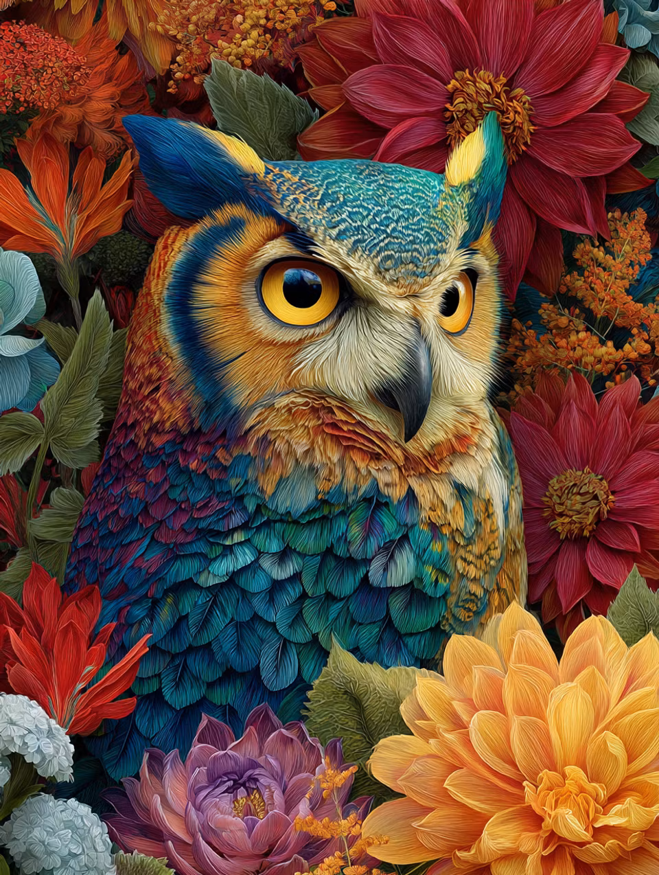 Diamond Painting - Ugglans blick i evig blomning (Beställningsvara)