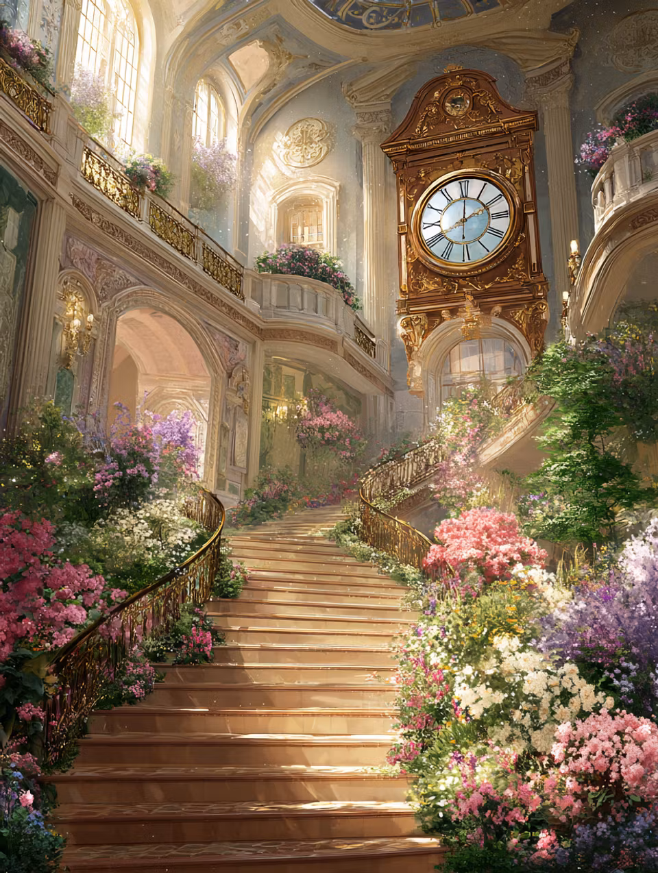 Diamond Painting - En blomstrande resa uppför tidens trappa (Beställningsvara)