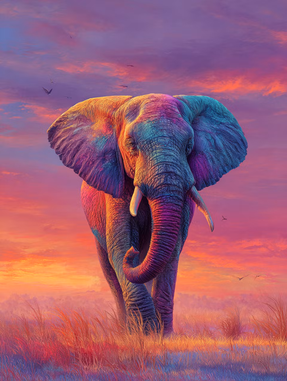 Diamond Painting - Savannens jätte i färgstark gryning (Beställningsvara)