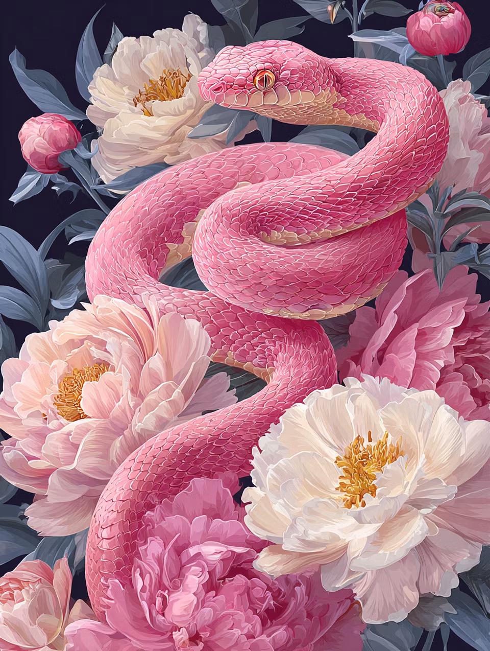 Diamond Painting - Rosa orm i pionernas famn (Beställningsvara)