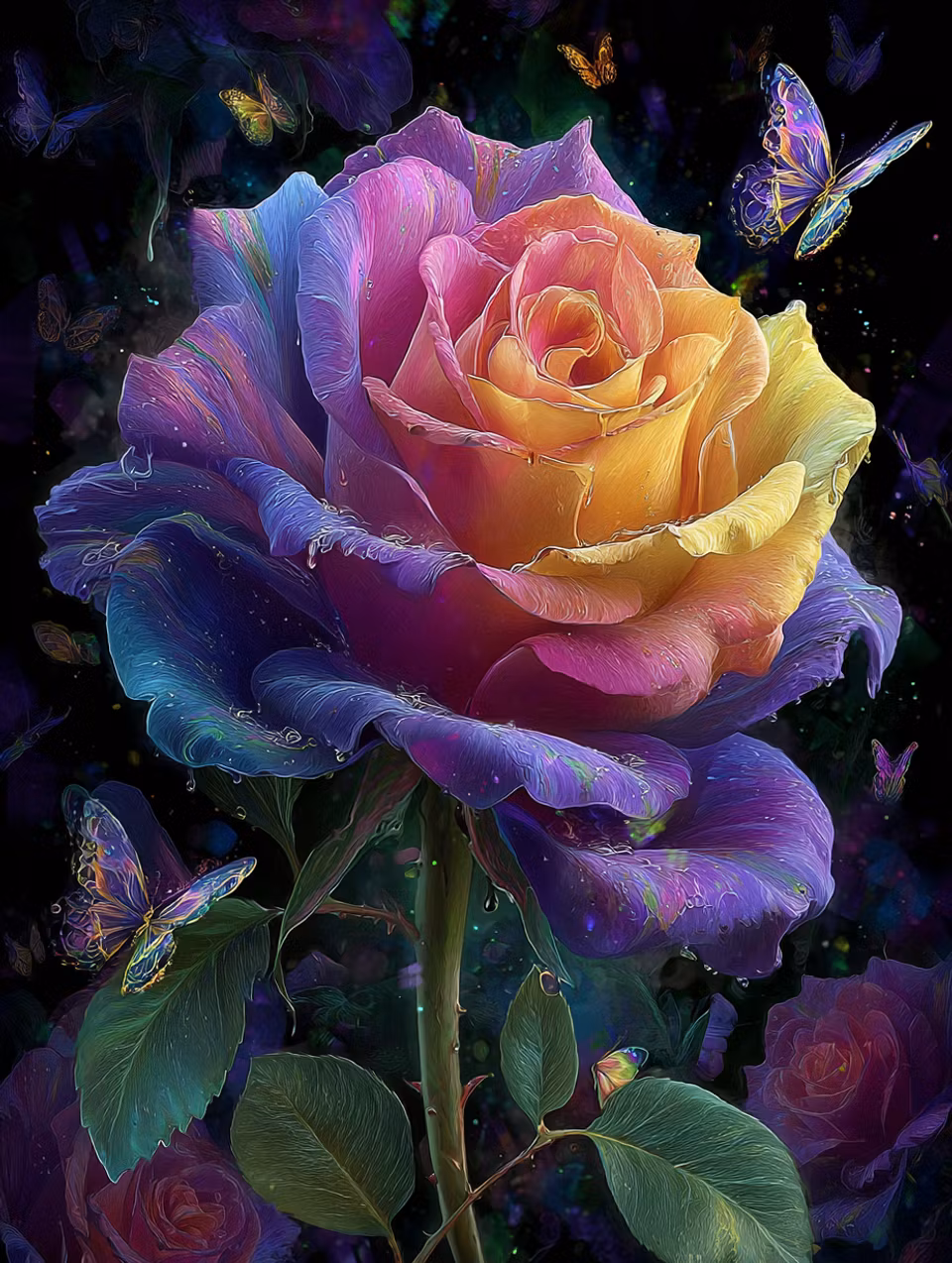 Diamond Painting - Rosens förtrollade färgspel (Beställningsvara)