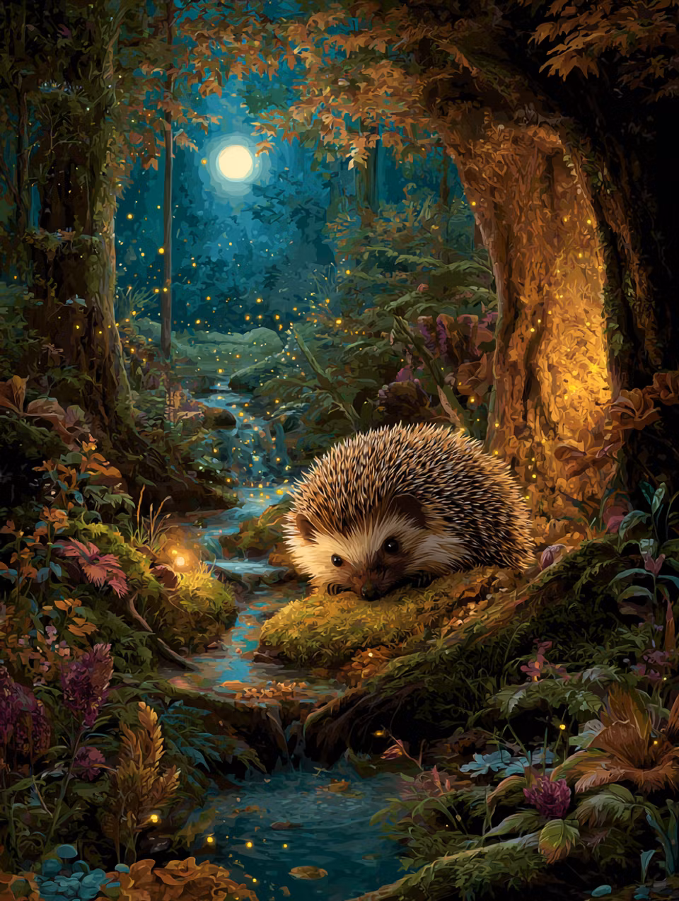 Diamond Painting - En stilla natt vid skogens bäck (Beställningsvara)