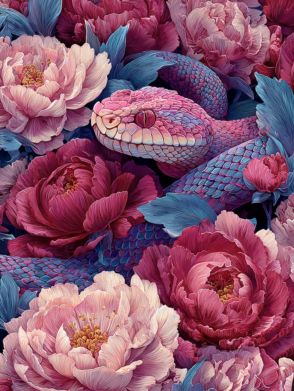 Diamond Painting - Ormens blomstrande vila (Beställningsvara)