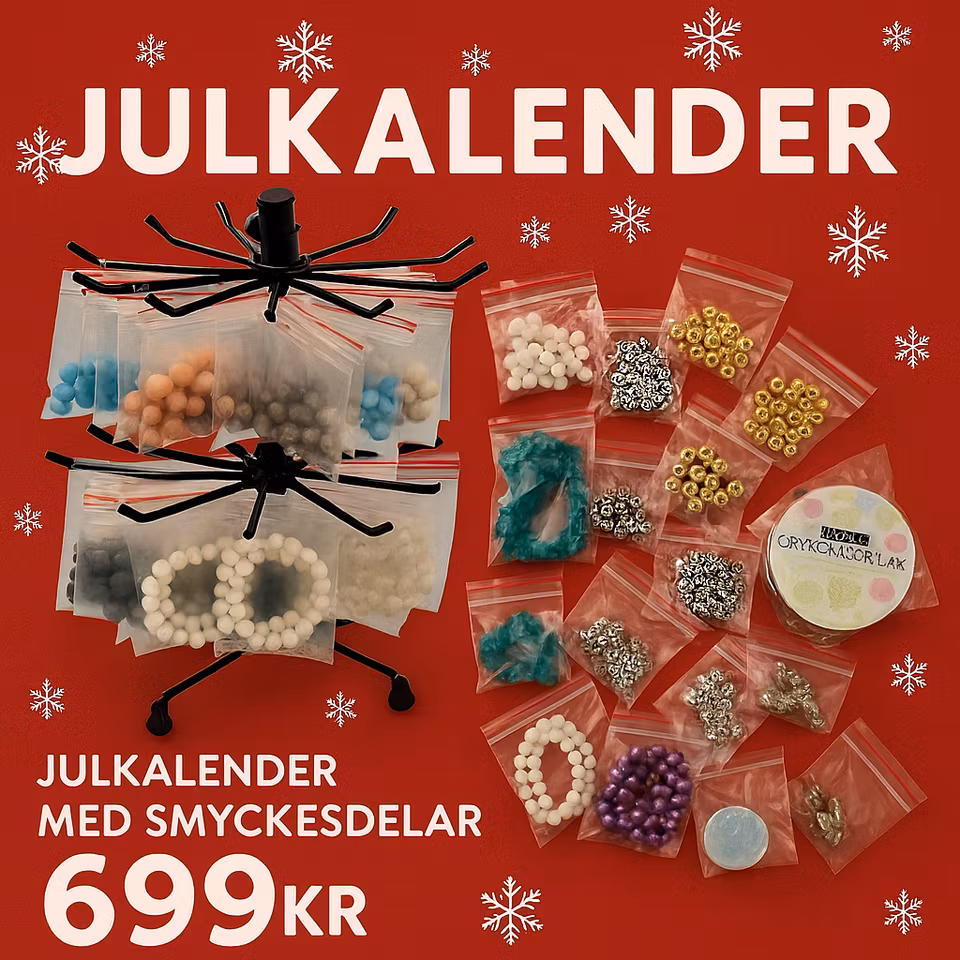 Julkalender med smyckesdelar