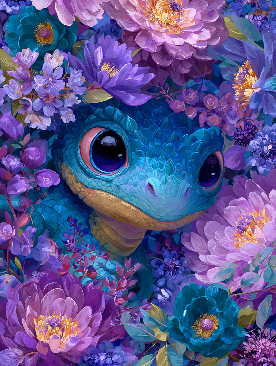 Diamond Painting - Drakungen i blomsterlandet (Beställningsvara)