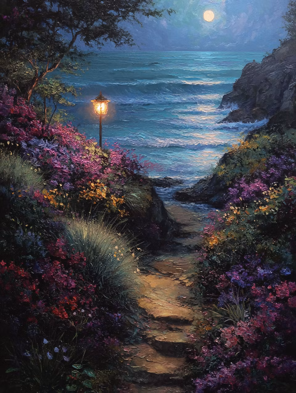 Diamond Painting - Månsken över vågorna (Beställningsvara)