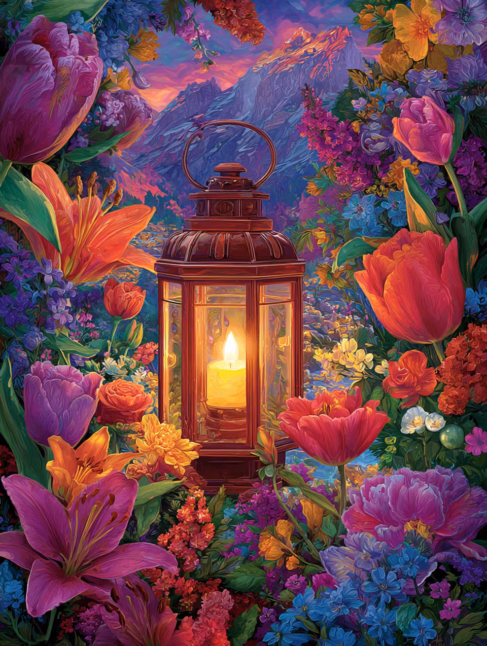 Diamond Painting - Lyktan i trädgårdens sken (Beställningsvara)