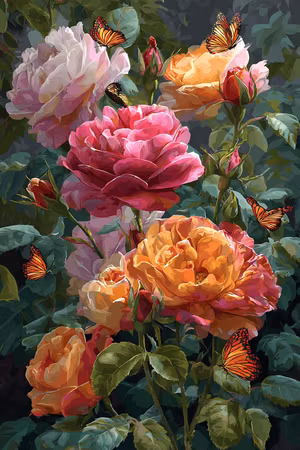 Diamond Painting - Rosor i solens varma glöd (Beställningsvara)