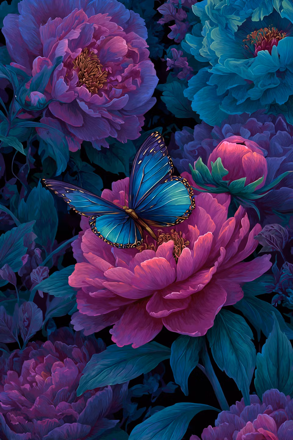 Diamond Painting - Fjärilens vila i blomsterhav (Beställningsvara)