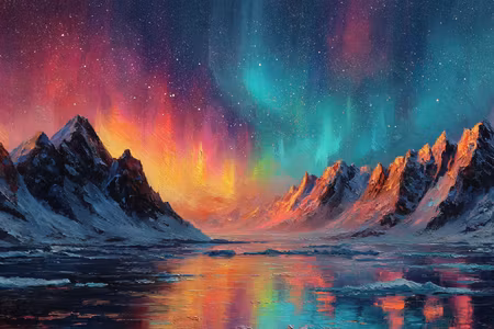 Diamond Painting - Färgernas himmel över fjällen (Beställningsvara)