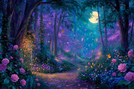 Diamond Painting - Månljusets hemliga skog (Beställningsvara)