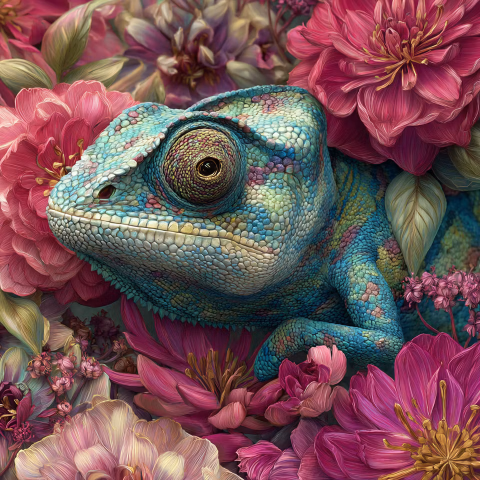 Diamond Painting - Kameleontens blomstrande värld (Beställningsvara)