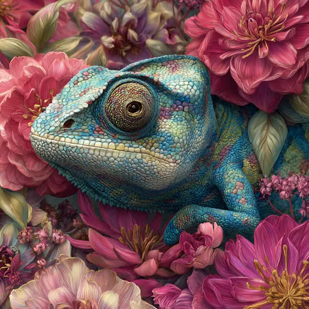 Diamond Painting - Kameleontens blomstrande värld (Beställningsvara)